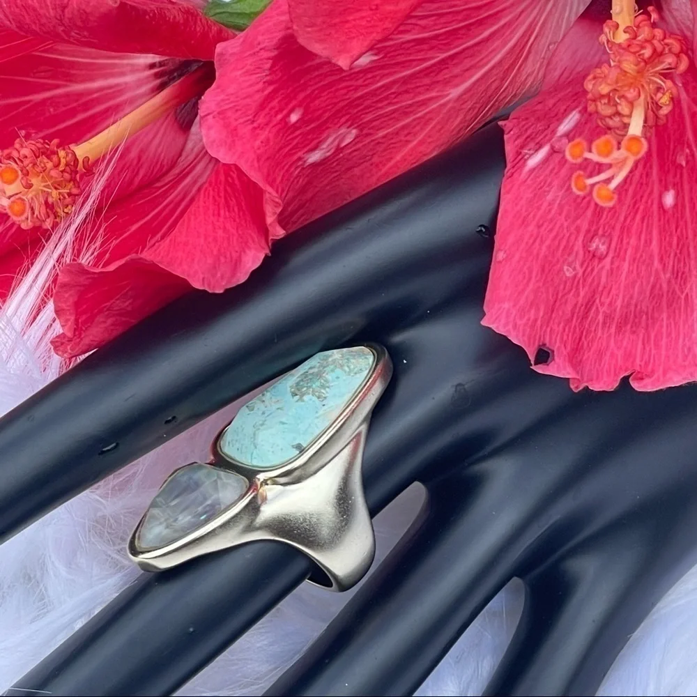 NWT Kendra Scott Margot 14K Yellow Gold Plated Stone & Glass Cocktail Ring